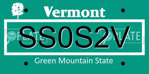 SS0S2V Vermont License Plate