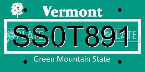 SS0T891 Vermont License Plate