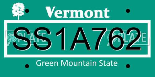 SS1A762 Vermont License Plate