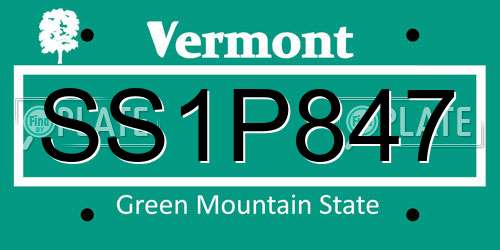 SS1P847 Vermont License Plate