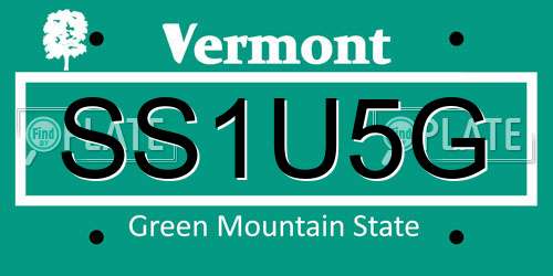 SS1U5G Vermont License Plate