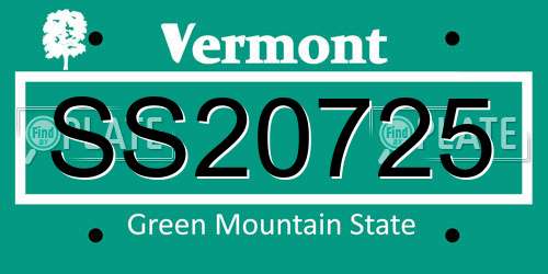 SS20725 Vermont License Plate