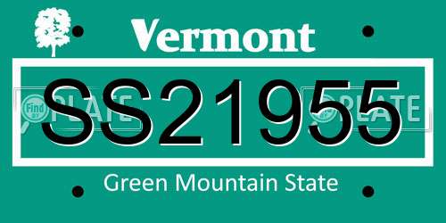 SS21955 Vermont License Plate