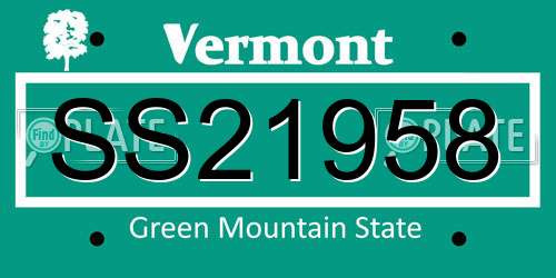 SS21958 Vermont License Plate
