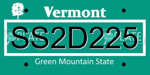 SS2D225 Vermont License Plate