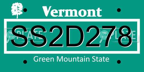 SS2D278 Vermont License Plate