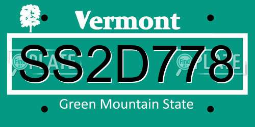 SS2D778 Vermont License Plate