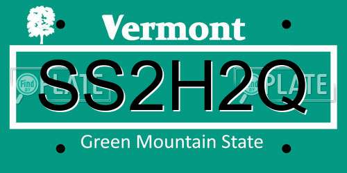 SS2H2Q Vermont License Plate