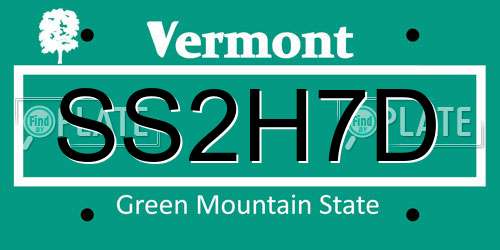 SS2H7D Vermont License Plate