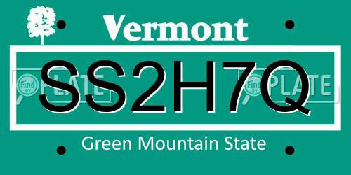 SS2H7Q Vermont License Plate