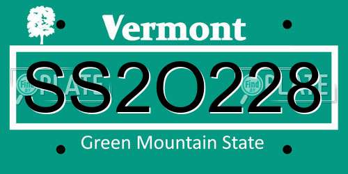 SS2O228 Vermont License Plate