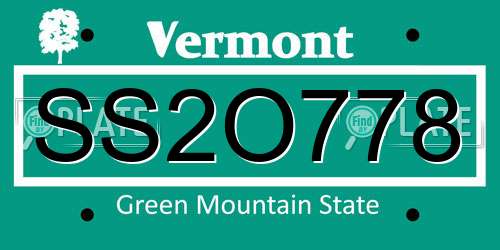 SS2O778 Vermont License Plate