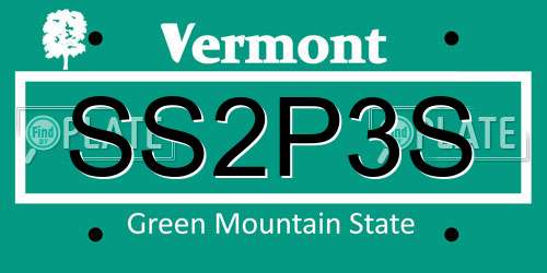 SS2P3S Vermont License Plate