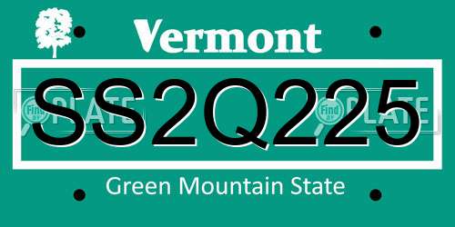 SS2Q225 Vermont License Plate