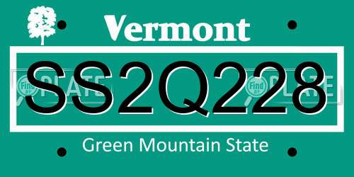 SS2Q228 Vermont License Plate
