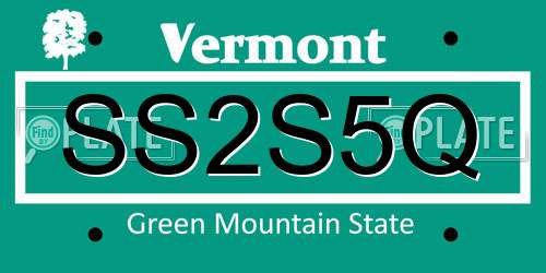 SS2S5Q Vermont License Plate