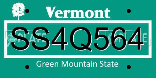 SS4Q564 Vermont License Plate