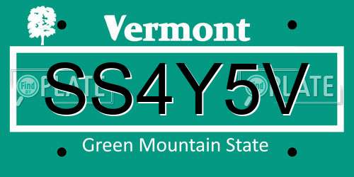 SS4Y5V Vermont License Plate