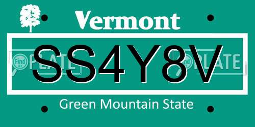 SS4Y8V Vermont License Plate