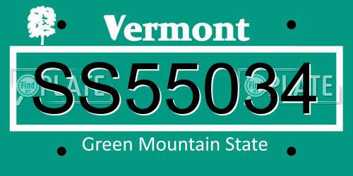 SS55034 Vermont License Plate