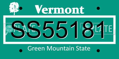 SS55181 Vermont License Plate
