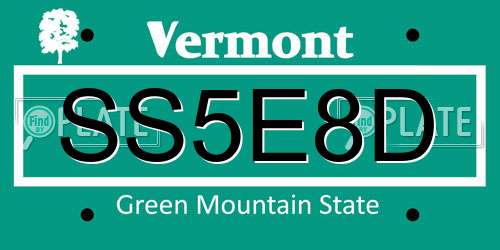 SS5E8D Vermont License Plate