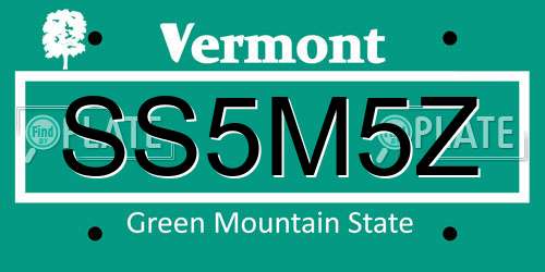 SS5M5Z Vermont License Plate