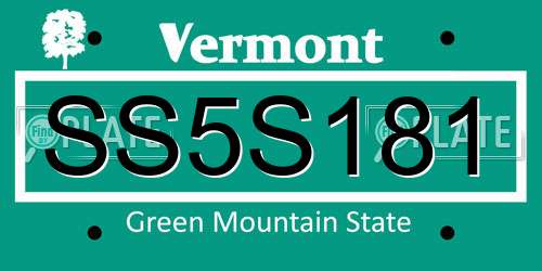 SS5S181 Vermont License Plate