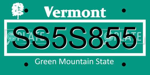 SS5S855 Vermont License Plate