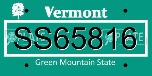 SS65816 Vermont License Plate