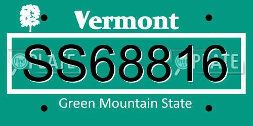 SS68816 Vermont License Plate