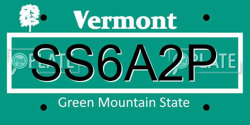 SS6A2P Vermont License Plate