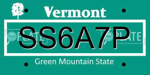 SS6A7P Vermont License Plate