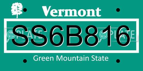 SS6B816 Vermont License Plate