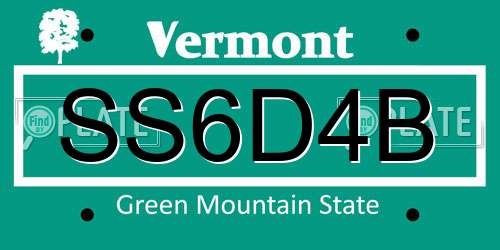 SS6D4B Vermont License Plate