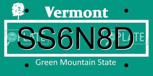 SS6N8D Vermont License Plate