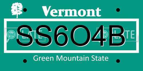 SS6O4B Vermont License Plate
