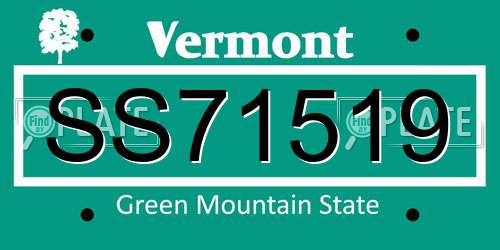 SS71519 Vermont License Plate