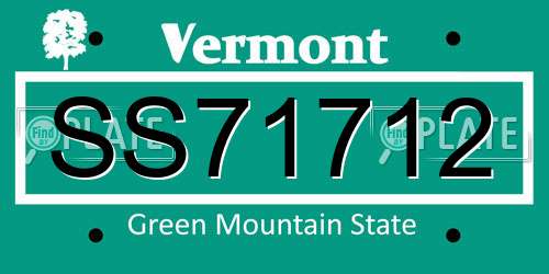 SS71712 Vermont License Plate