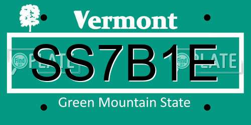 SS7B1E Vermont License Plate
