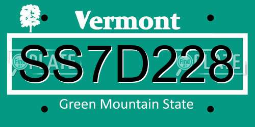 SS7D228 Vermont License Plate
