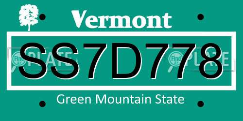 SS7D778 Vermont License Plate