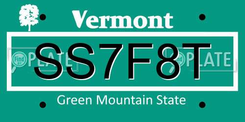 SS7F8T Vermont License Plate