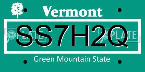 SS7H2Q Vermont License Plate