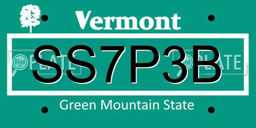 SS7P3B Vermont License Plate