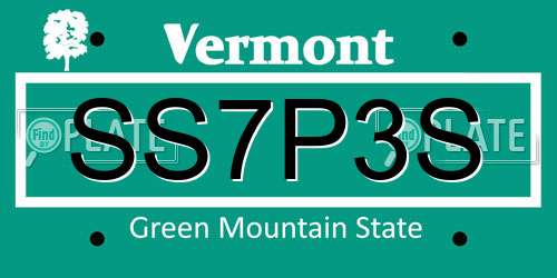 SS7P3S Vermont License Plate