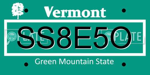 SS8E5O Vermont License Plate