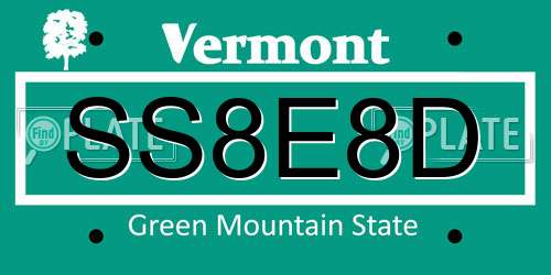 SS8E8D Vermont License Plate