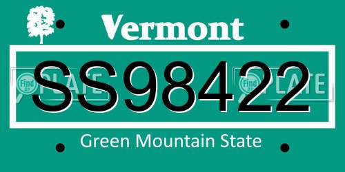 SS98422 Vermont License Plate