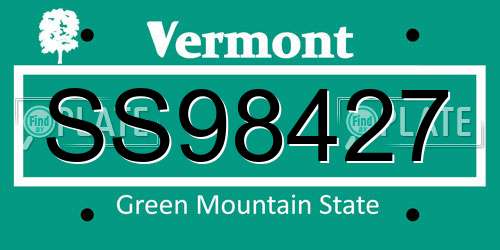 SS98427 Vermont License Plate